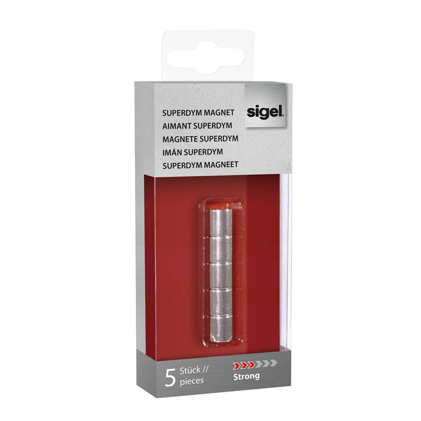 SIGEL Strong Magnete silber, Metall Ø 1,0 x 1,0 cm | BA700 | 1 Pack = 5 St.