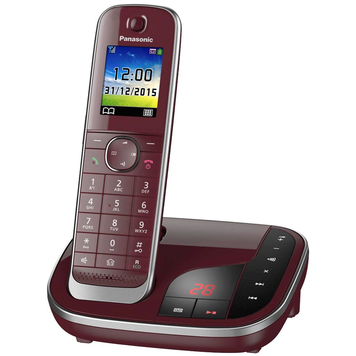 Panasonic Schnurloses Telefon-Set mit Anrufbeantworter weinrot | KX-TGJ322GR