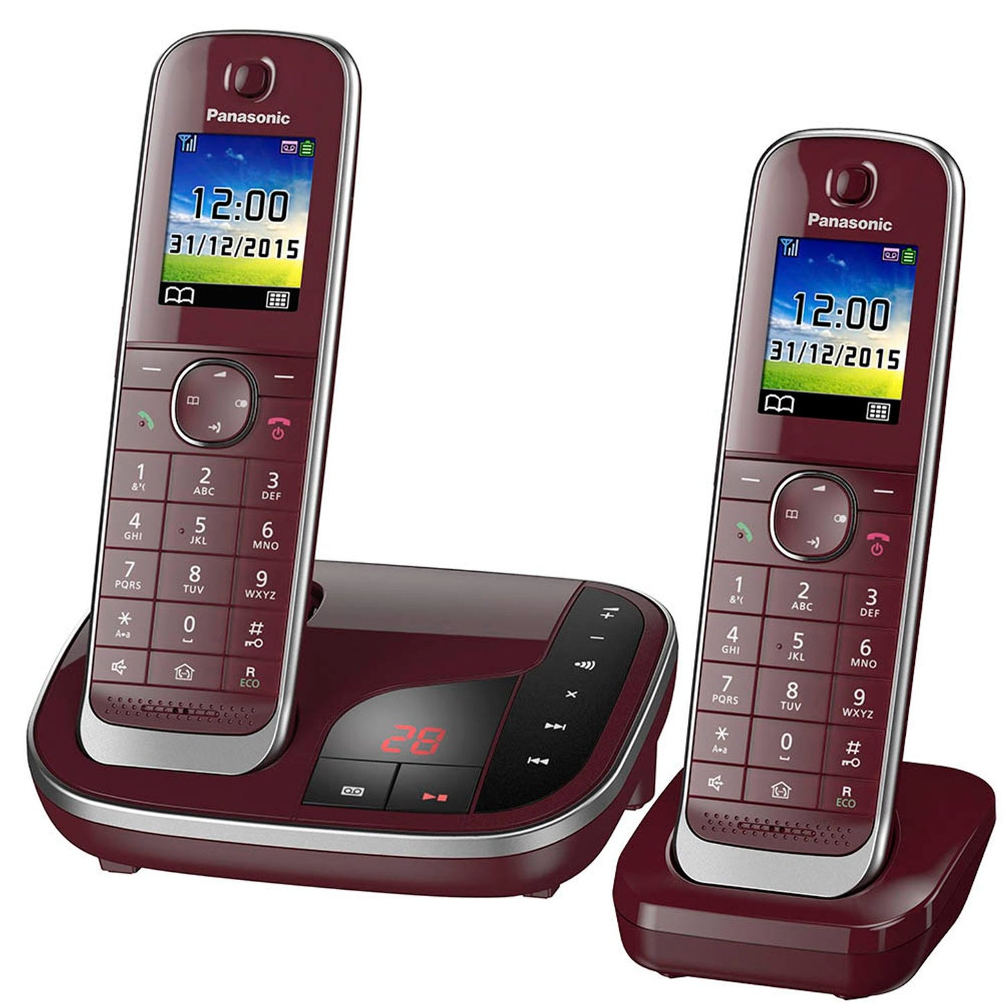 Panasonic Schnurloses Telefon-Set mit Anrufbeantworter weinrot | KX-TGJ322GR