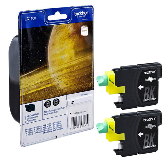 brother LC-1100BK schwarz Druckerpatronen, 2er-Set | LC1100BKBP2 | 1 Pack = 2 St.