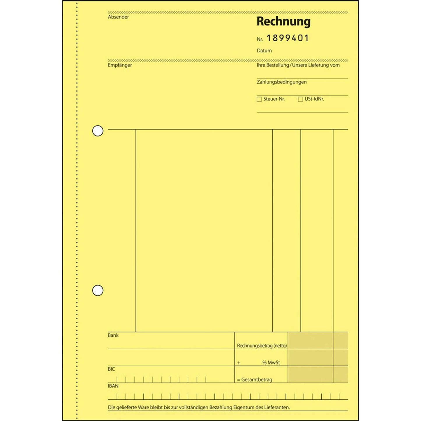 SIGEL Rechnung mit fortlaufenden Nummern Formularbuch | SD132