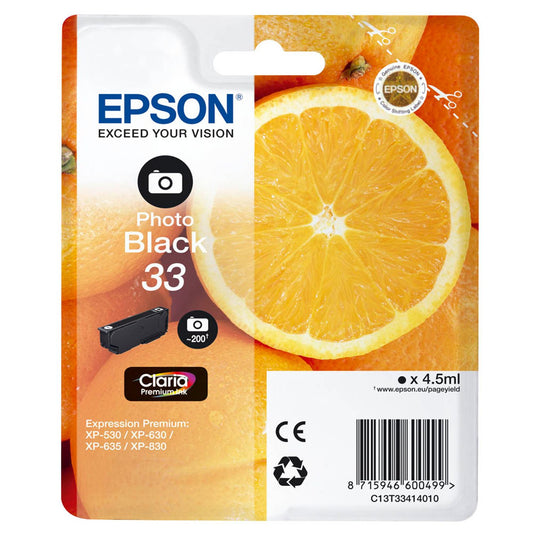 EPSON 33 / T3341 Photo schwarz Druckerpatrone | C13T33414012