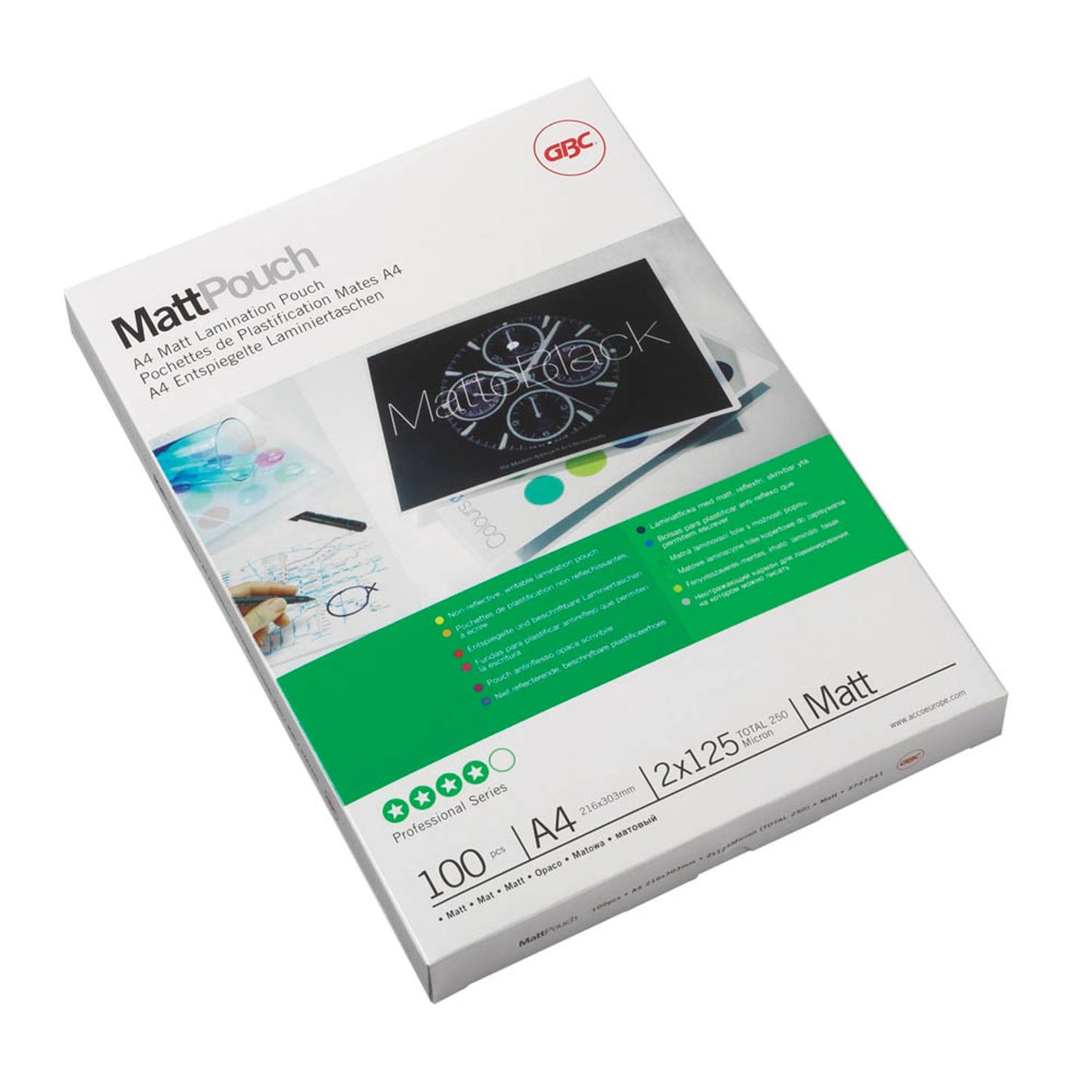 GBC MattPouch Laminierfolien matt für A4 125 micron | 3747241 | 1 Pack = 100 St.