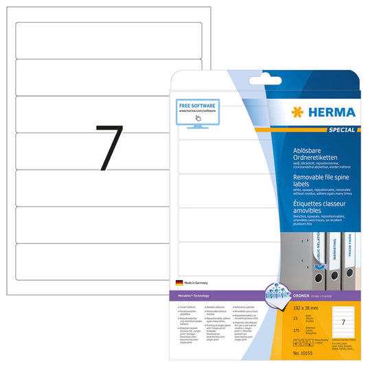 HERMA Ordneretiketten weiß | 10155 | 1 Pack = 25 Blatt