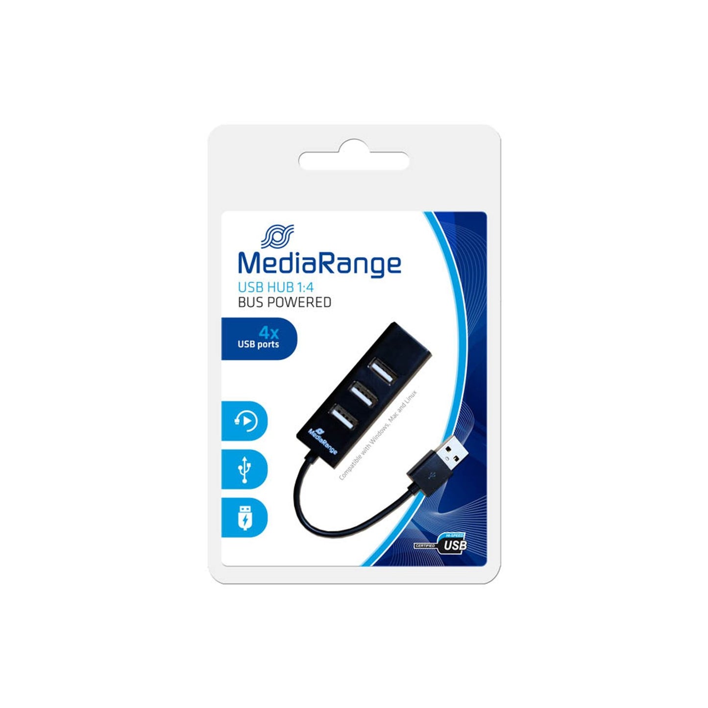 MediaRange USB-Hub 4-fach schwarz | MRCS502