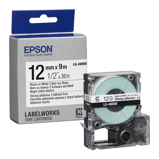 EPSON Schriftband LK LK-4WBW , 12 mm schwarz auf weiß | C53S654016