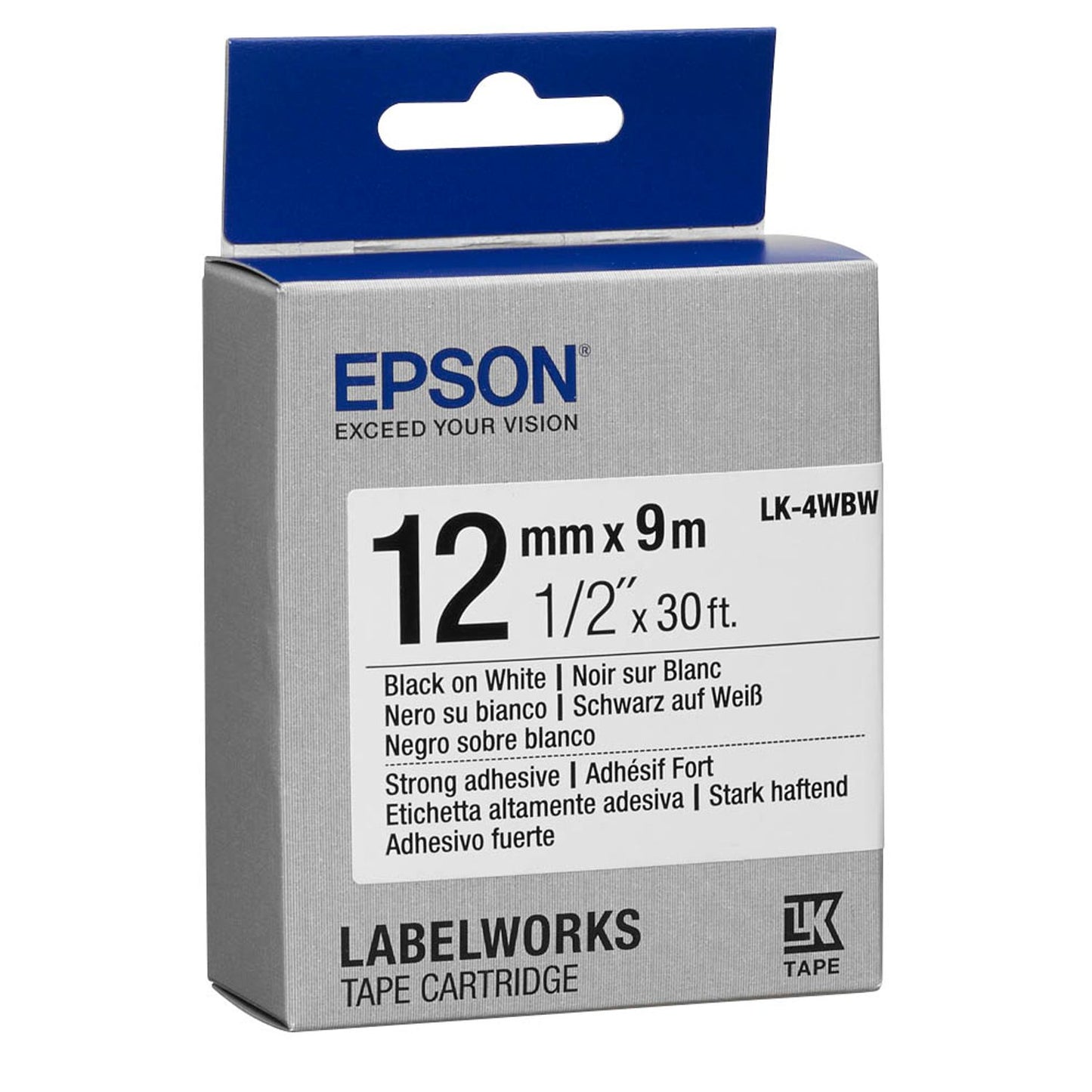 EPSON Schriftband LK LK-4WBW , 12 mm schwarz auf weiß | C53S654016