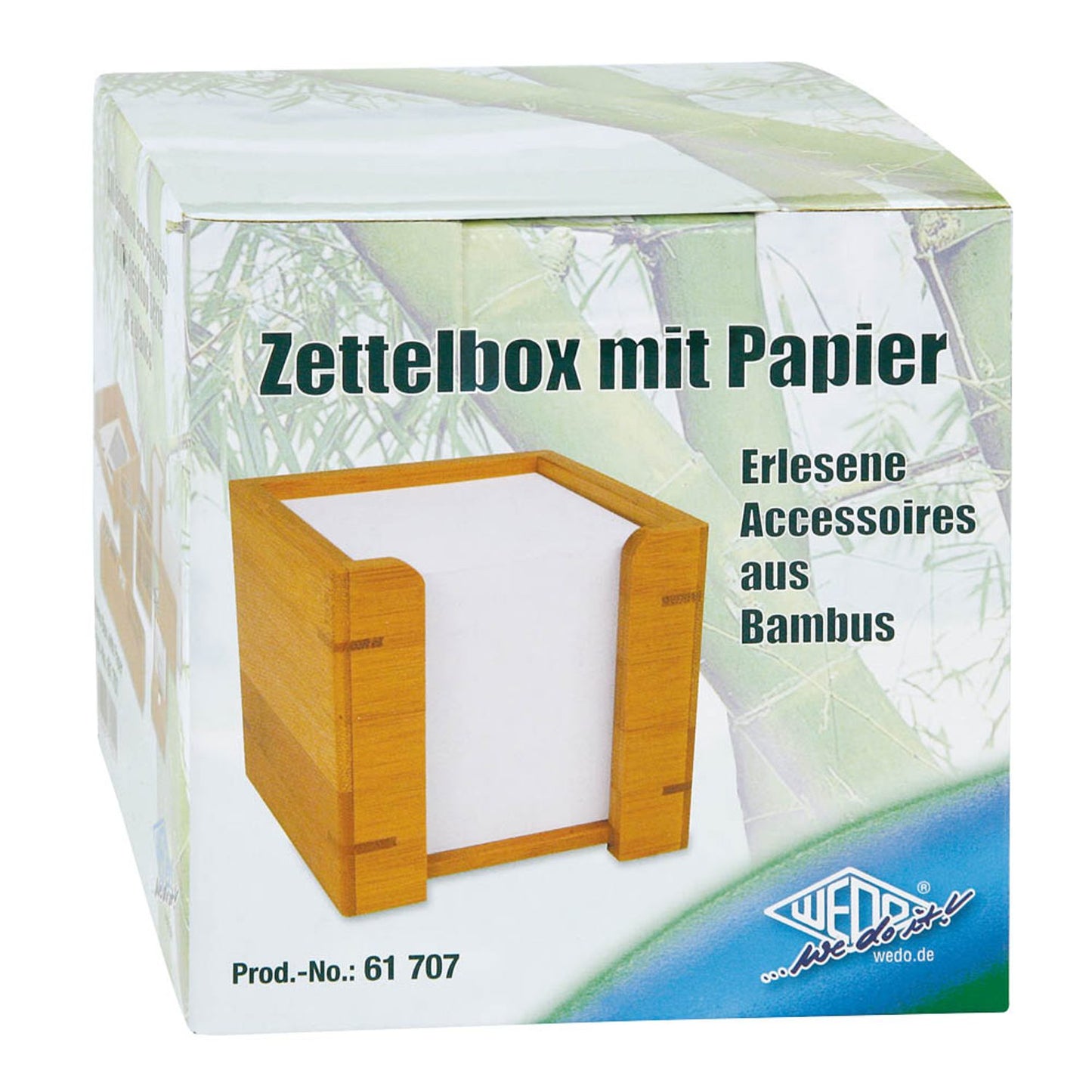 WEDO Zettelbox Bambus braun inkl. 900 Notizzettel | 61707