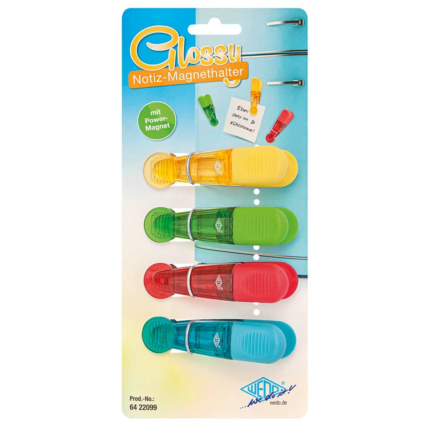 WEDO GLOSSY Magnete farbsortiert, Kunststoff 8,4 x 4,0 x 2,1 cm | 6422099 | 1 Pack = 4 St.