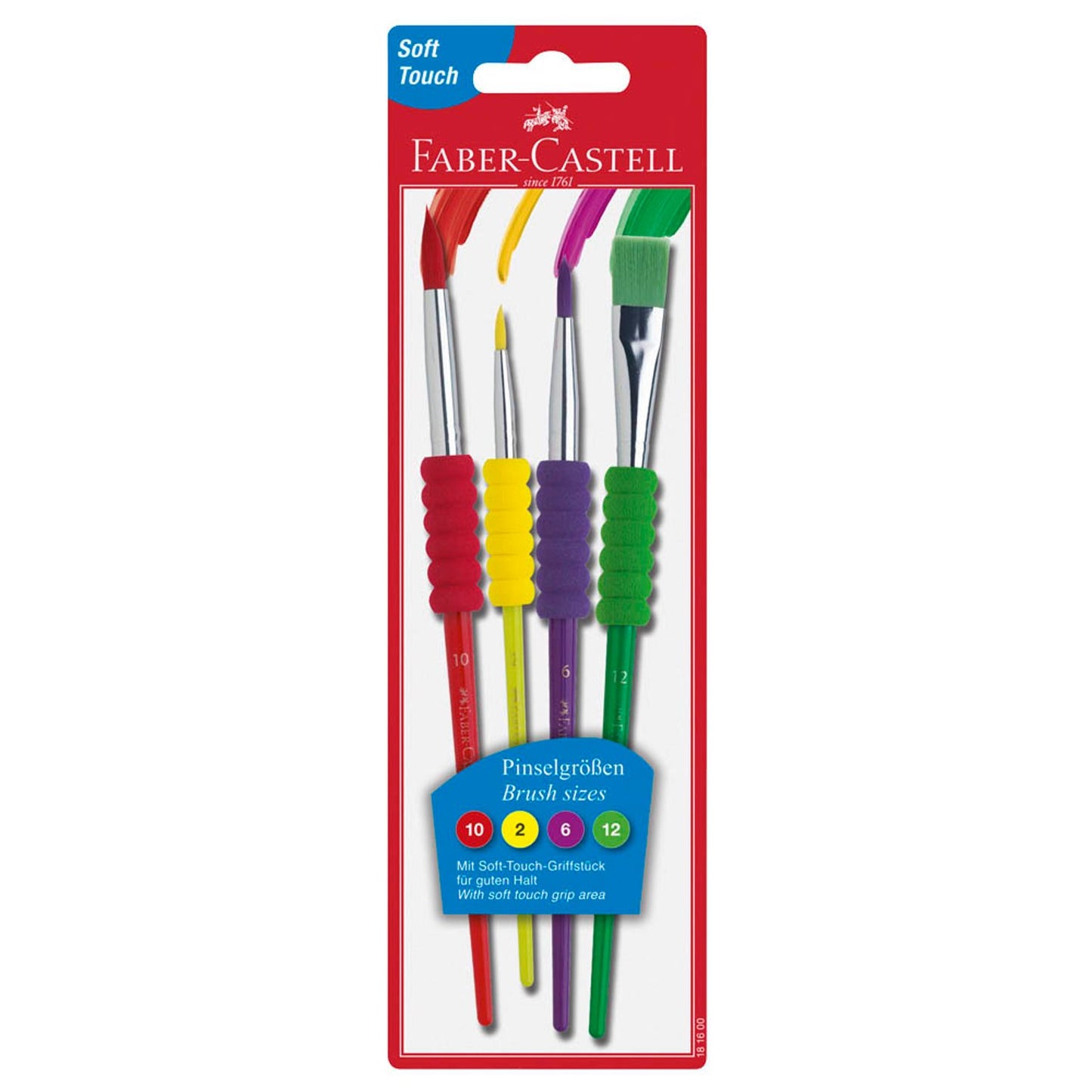 FABER-CASTELL Bunt Pinsel-Set Größe 2, 6, 10, 12, 4-teilig | 481600 | 1 Pack = 4 St.