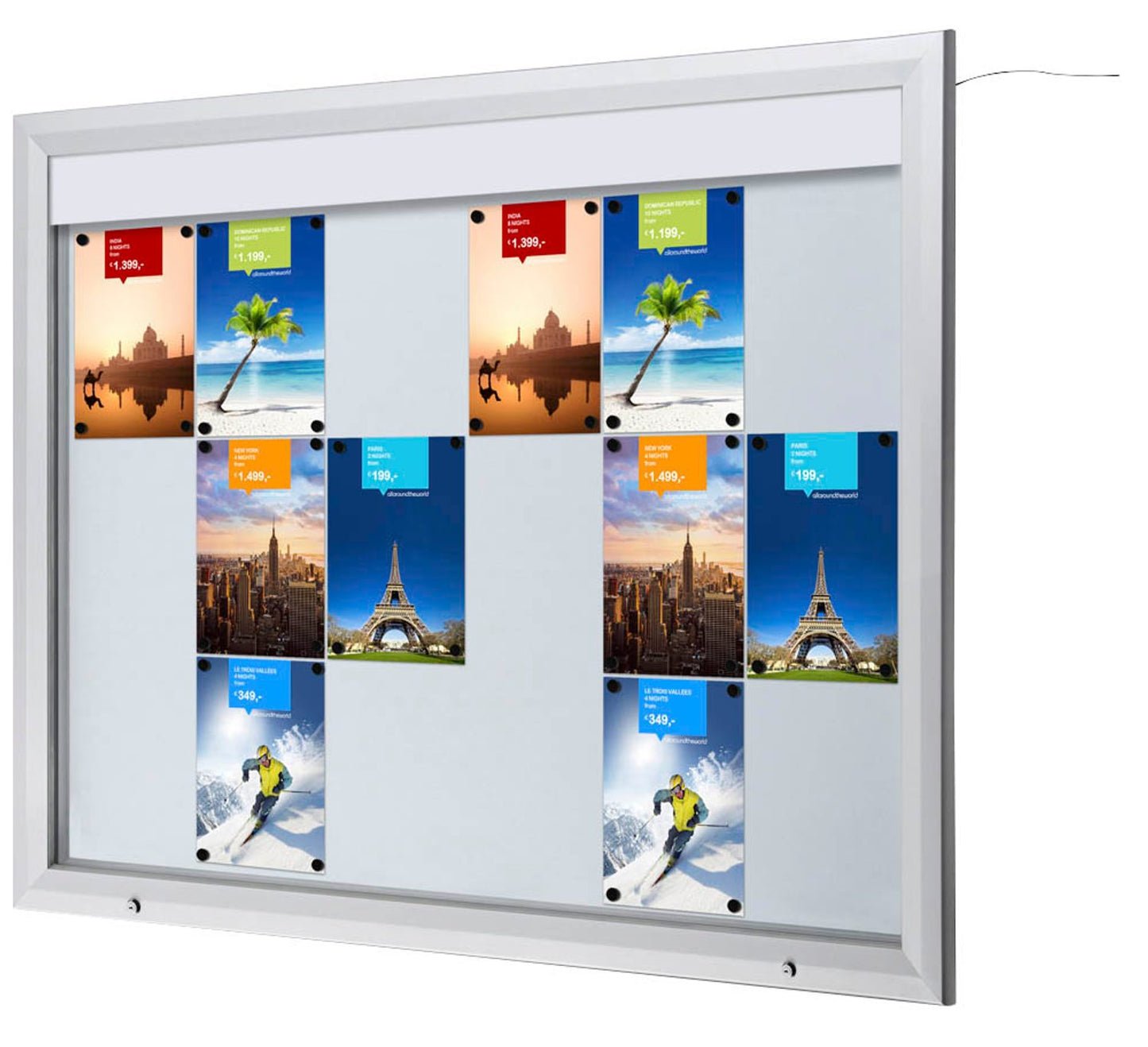 Showdown® Displays Schaukasten T LED silber DIN A4