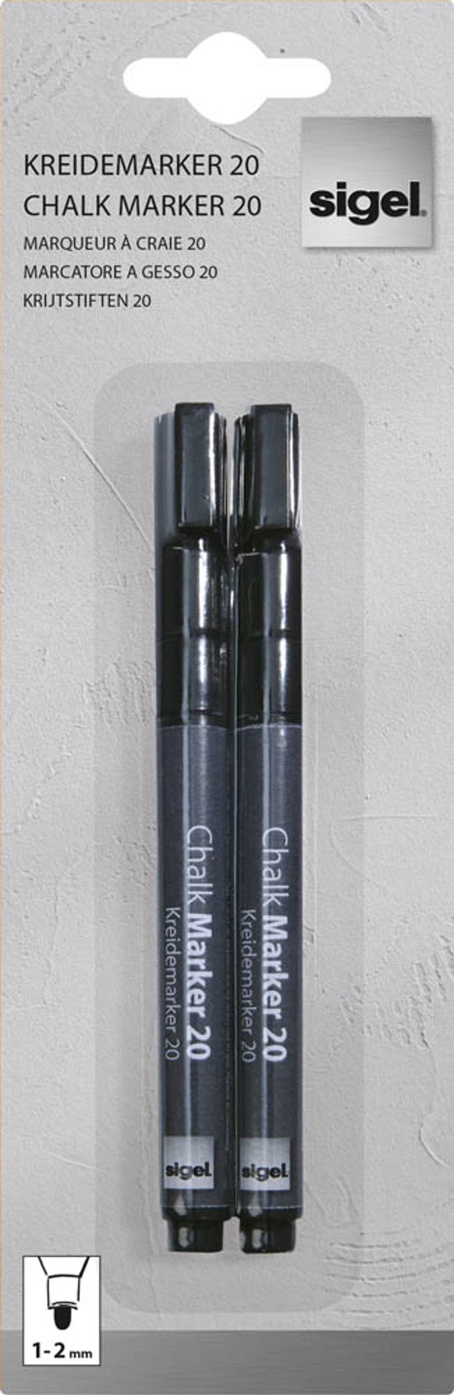 SIGEL 20 Kreidemarker 1,0 - 2,0 mm, 2 St.