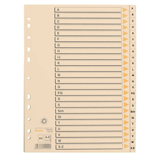 bene Ordnerregister Vollformat A-Z chamois 24-teilig, 1 Satz | 93408