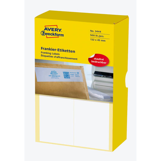 AVERY Zweckform Frankieretiketten weiß 132,0 x 45,0 mm | 3444 | 1 Pack = 500 Etiketten