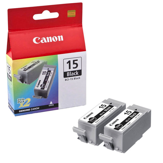 Canon 2x BCI-15 BK schwarz Druckerpatronen, 2er-Set | 8190A002 | 1 Pack = 2 St.
