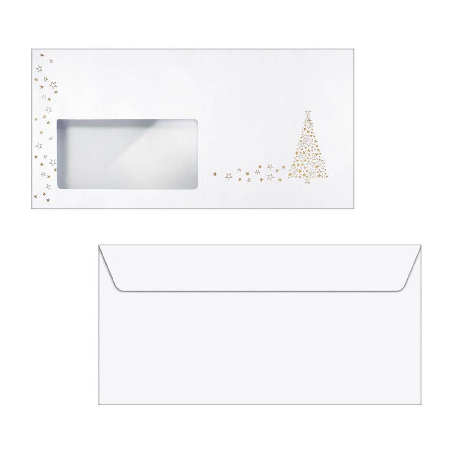 SIGEL Weihnachtsbriefumschläge Golden Tree DIN lang mit Fenster | DU084 | 1 Pack = 50 St.