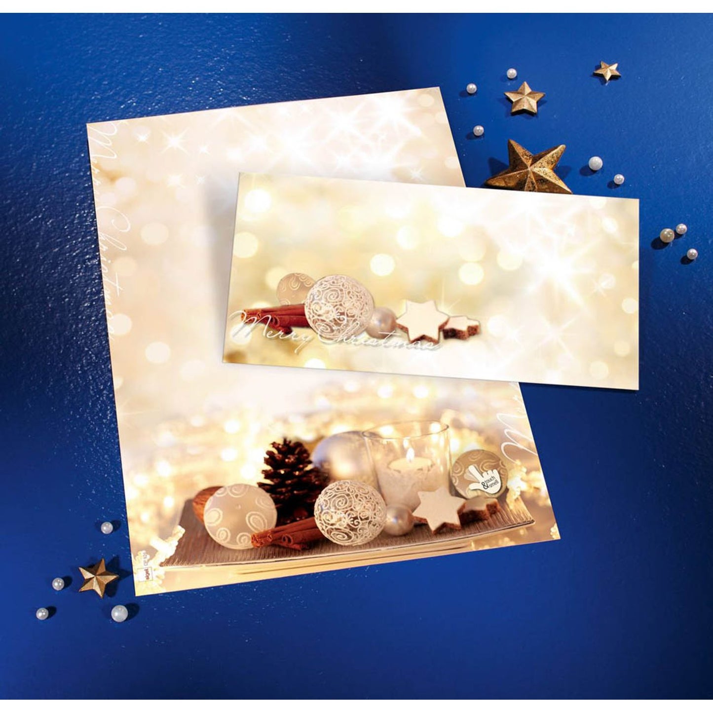SIGEL Weihnachtsbriefumschläge Zimtsterne DIN lang ohne Fenster | DU221 | 1 Pack = 25 St.