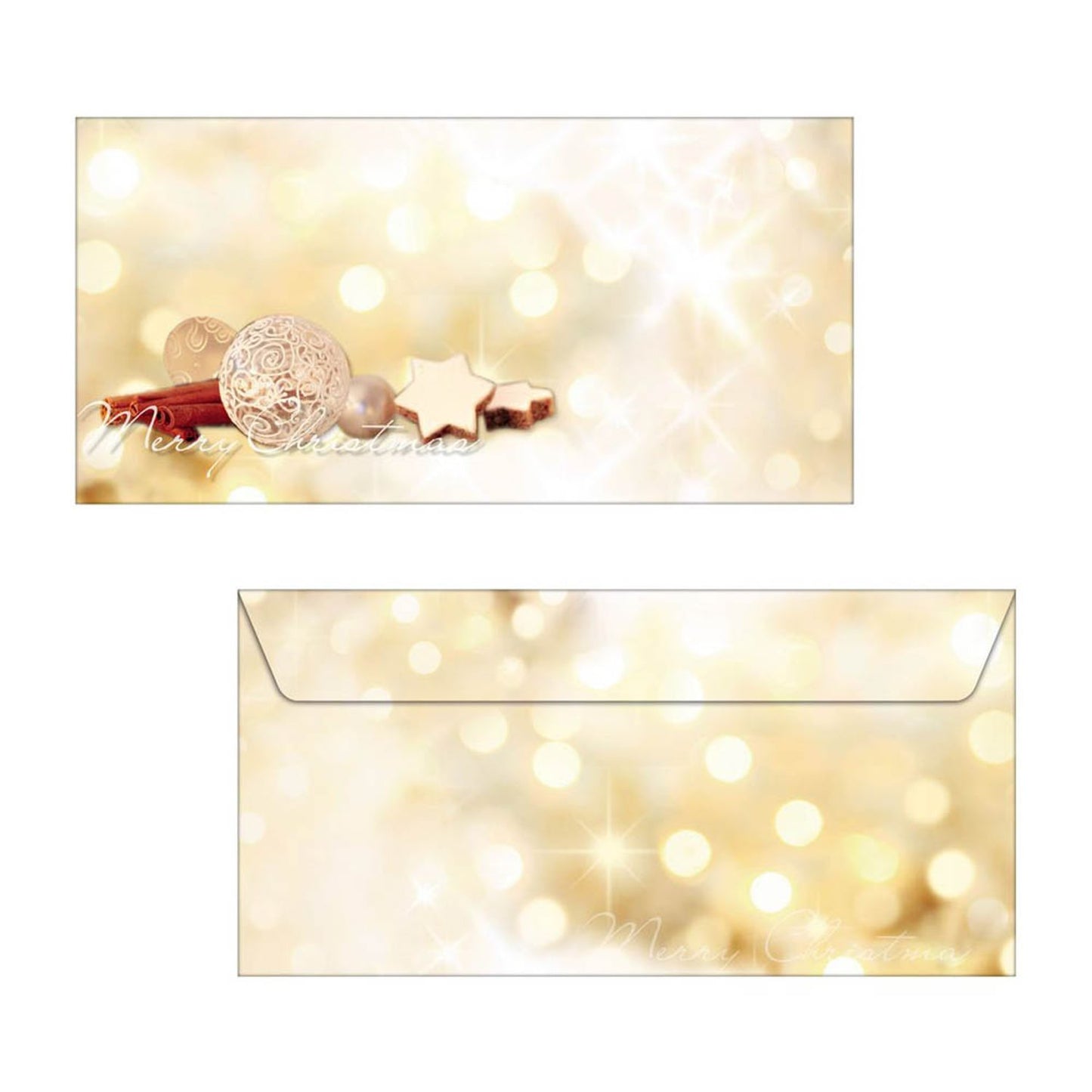 SIGEL Weihnachtsbriefumschläge Zimtsterne DIN lang ohne Fenster | DU221 | 1 Pack = 25 St.