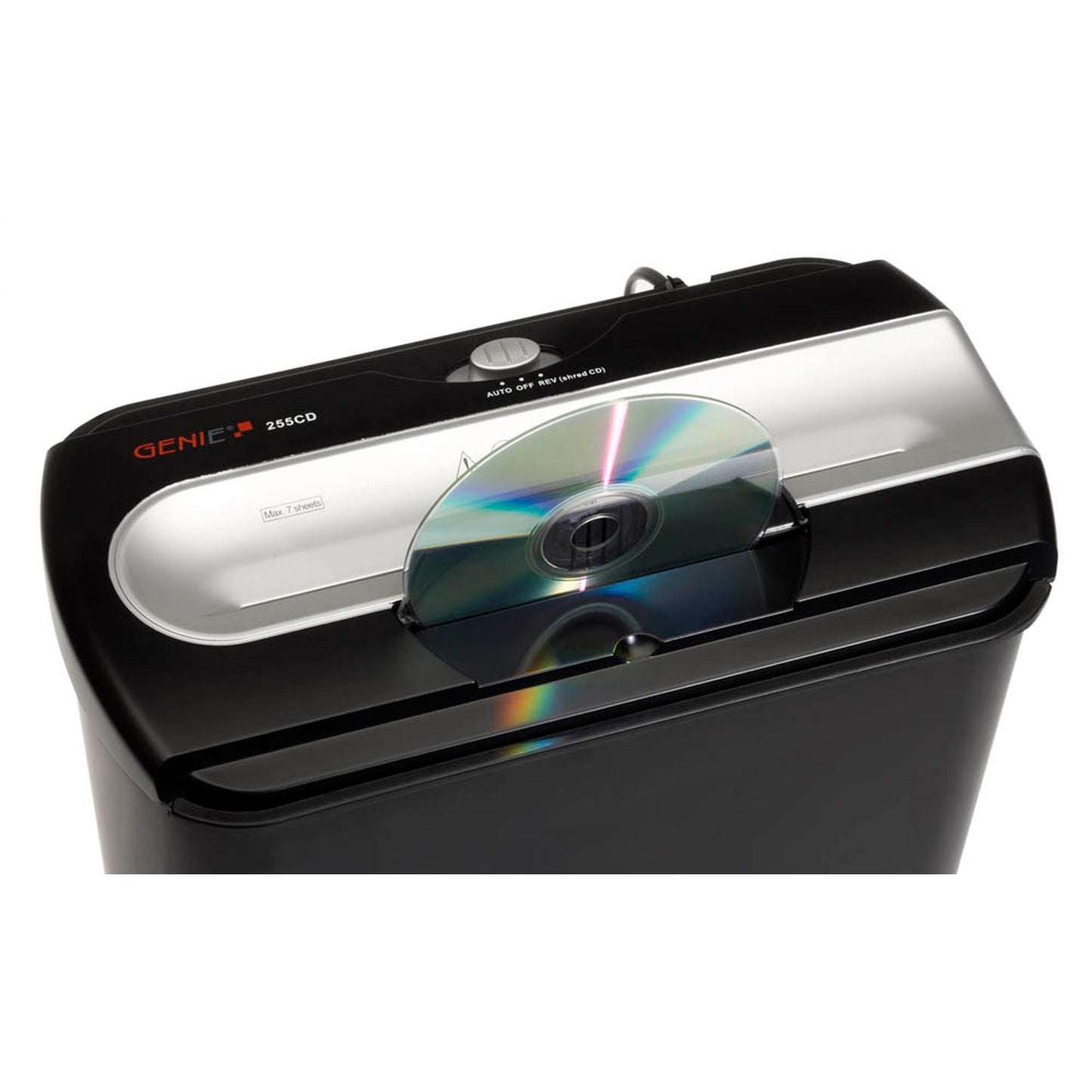 GENIE 255 CD Aktenvernichter mit Streifenschnitt P-1, 7 mm, bis , schwarz | 11304