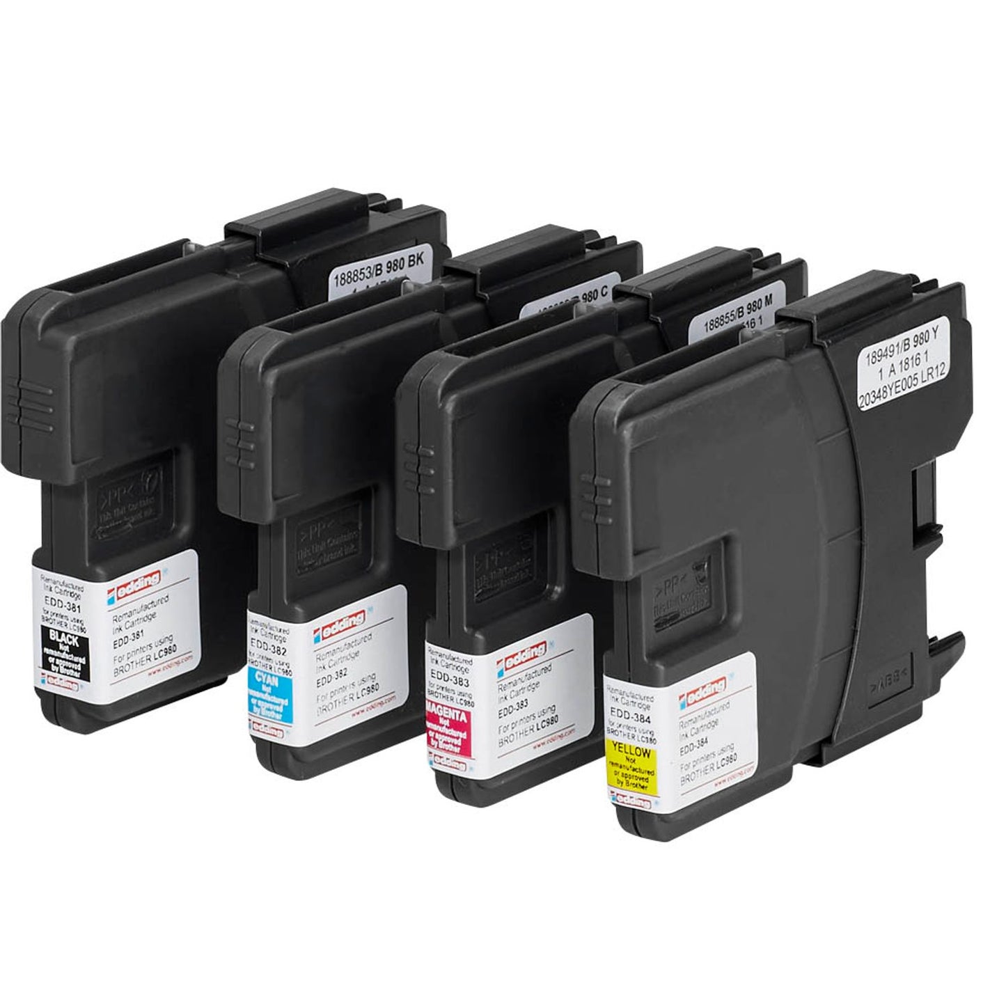 edding EDD-433 schwarz, cyan, magenta, gelb Druckerpatronen kompatibel zu brother LC-980BK/C/M/Y, 4er-Set | 18-433 | 1 Pack = 4 St.