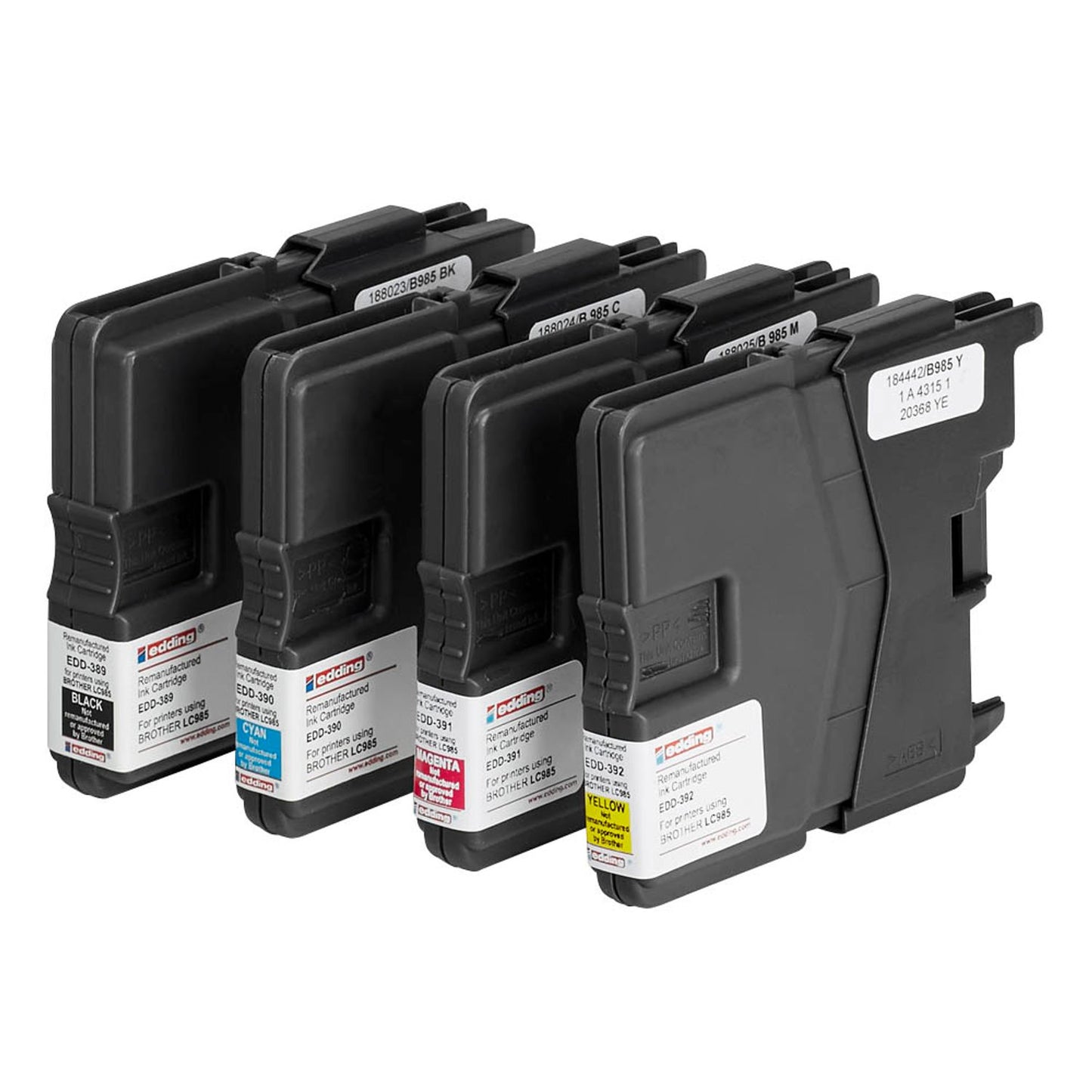 edding EDD-437 schwarz, cyan, magenta, gelb Druckerpatronen kompatibel zu brother LC-985BK/C/M/Y, 4er-Set | 18-437 | 1 Pack = 4 St.
