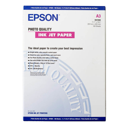 EPSON Fotopapier DIN A3 matt 102 g/qm | C13S041068 | 1 Pack = 100 Blatt
