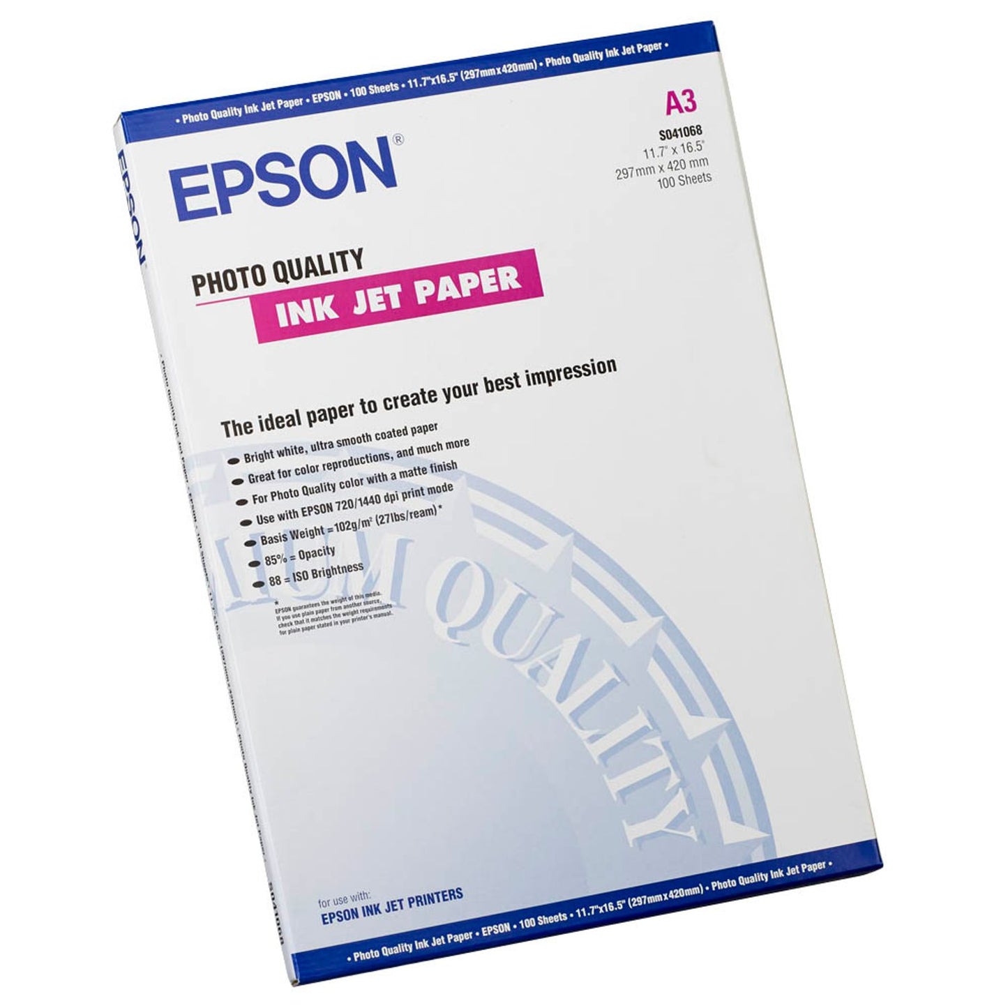 EPSON Fotopapier DIN A3 matt 102 g/qm | C13S041068 | 1 Pack = 100 Blatt