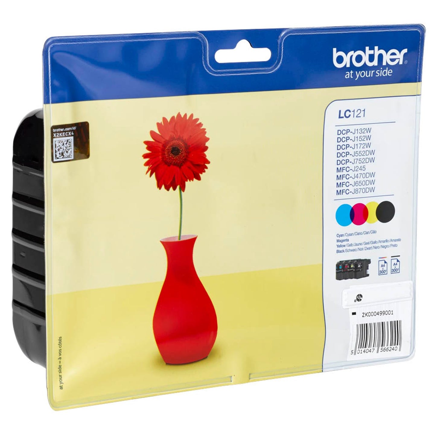 brother LC-121BK/C/M/Y schwarz, cyan, magenta, gelb Druckerpatronen, 4er-Set | LC121VALBP | 1 Pack = 4 St.