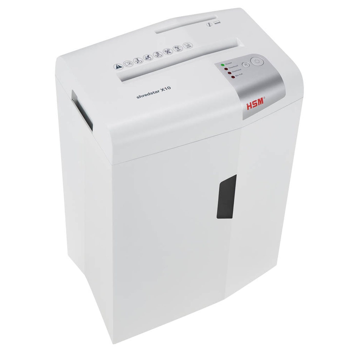 HSM shredstar X10 Aktenvernichter mit Partikelschnitt P-4, 4,5 x 30 mm, bis , weiß | 1045111