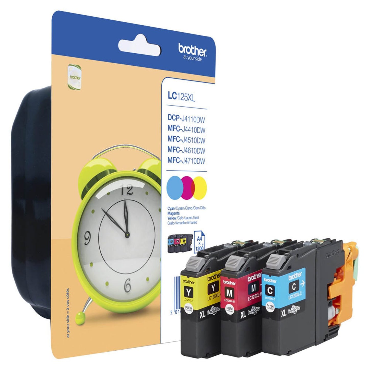 brother LC-125XLC/M/Y cyan, magenta, gelb Druckerpatronen, 3er-Set | LC125XLRBWBP | 1 Pack = 3 St.