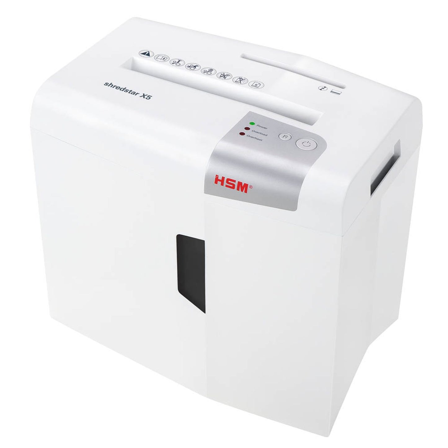 HSM shredstar X5 Aktenvernichter mit Partikelschnitt P-4, 4,5 x 30 mm, bis , weiß | 1043121