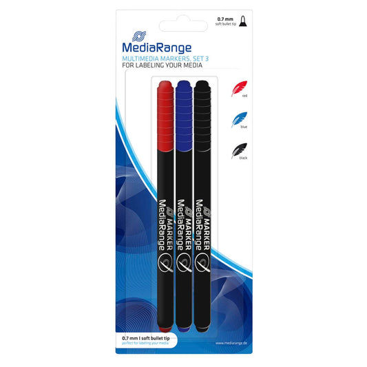 MediaRange CD-Marker farbsortiert 0,7 mm | MR701 | 1 Pack = 3 St.