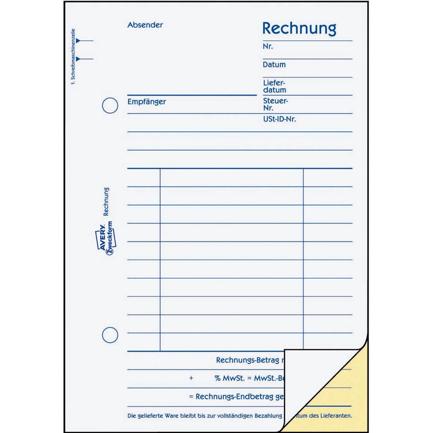 AVERY Zweckform Rechnung Formularbuch | 1732