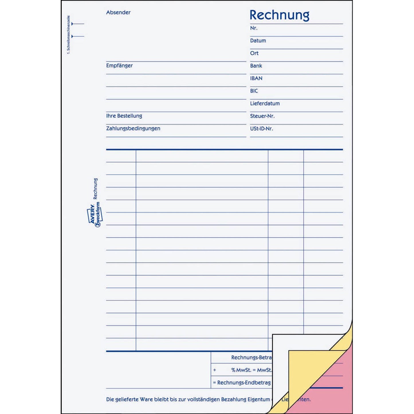 AVERY Zweckform Rechnung Formularbuch | 1731