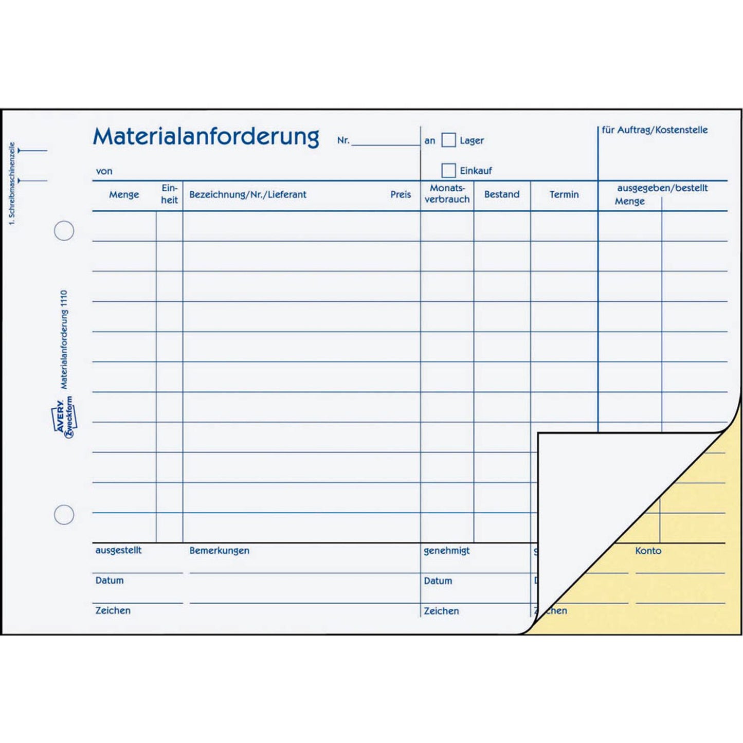 AVERY Zweckform Materialanforderung Formularbuch | 1110
