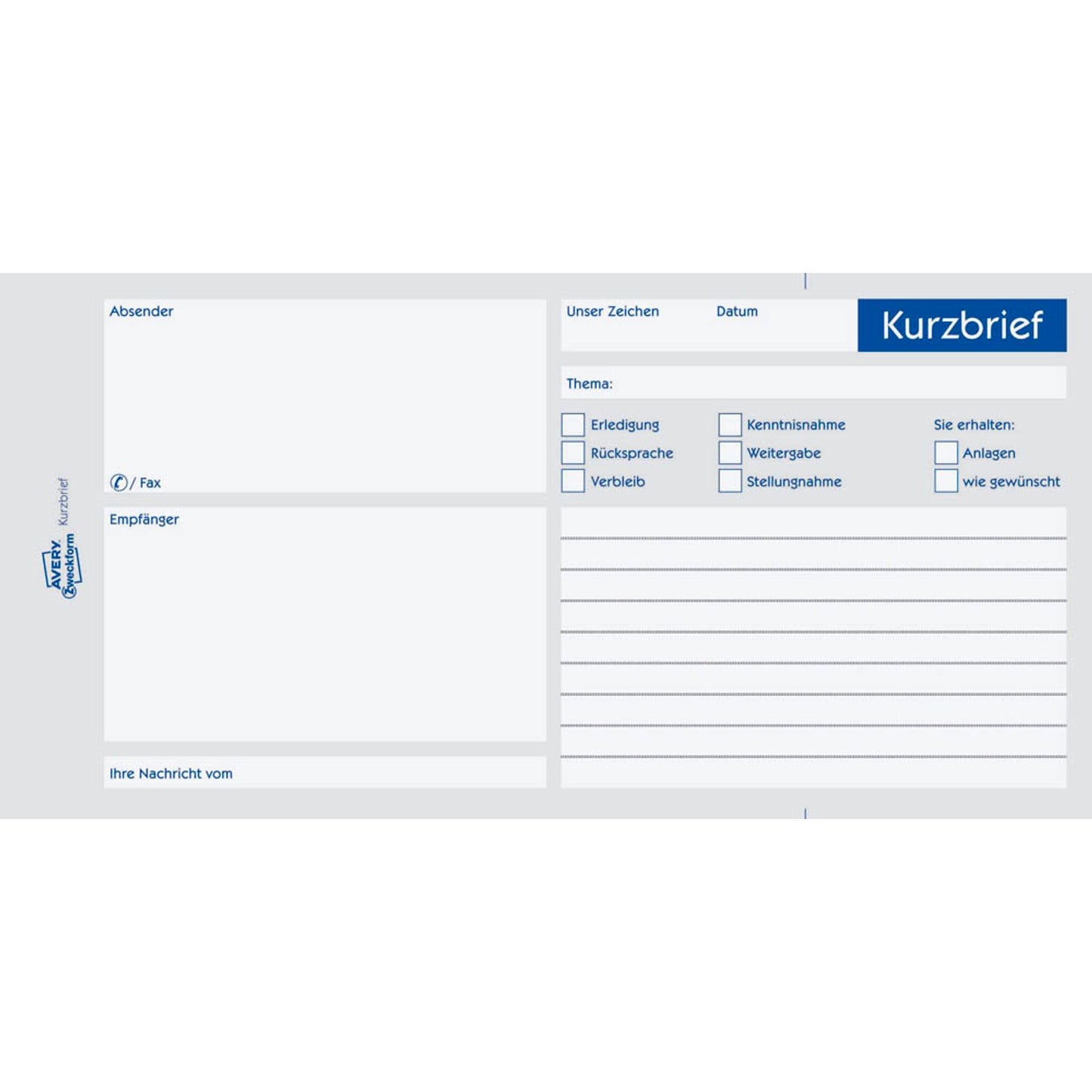 AVERY Zweckform Kurzbrief Formularbuch | 1020