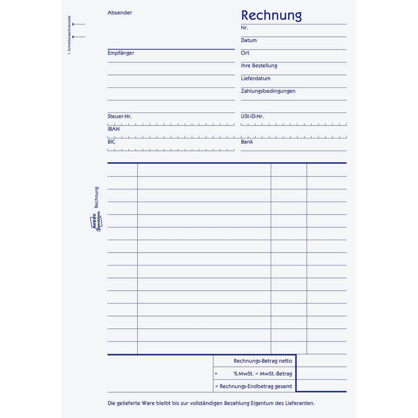 AVERY Zweckform Rechnung Formularbuch | 1230