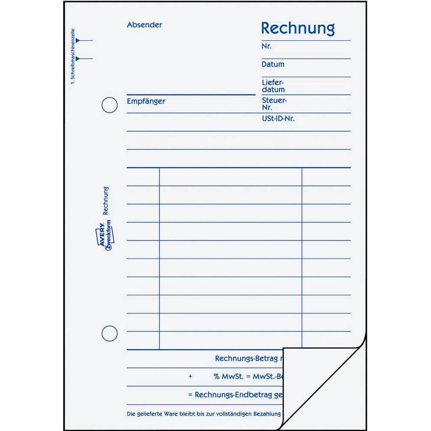 AVERY Zweckform Rechnung Formularbuch | 706