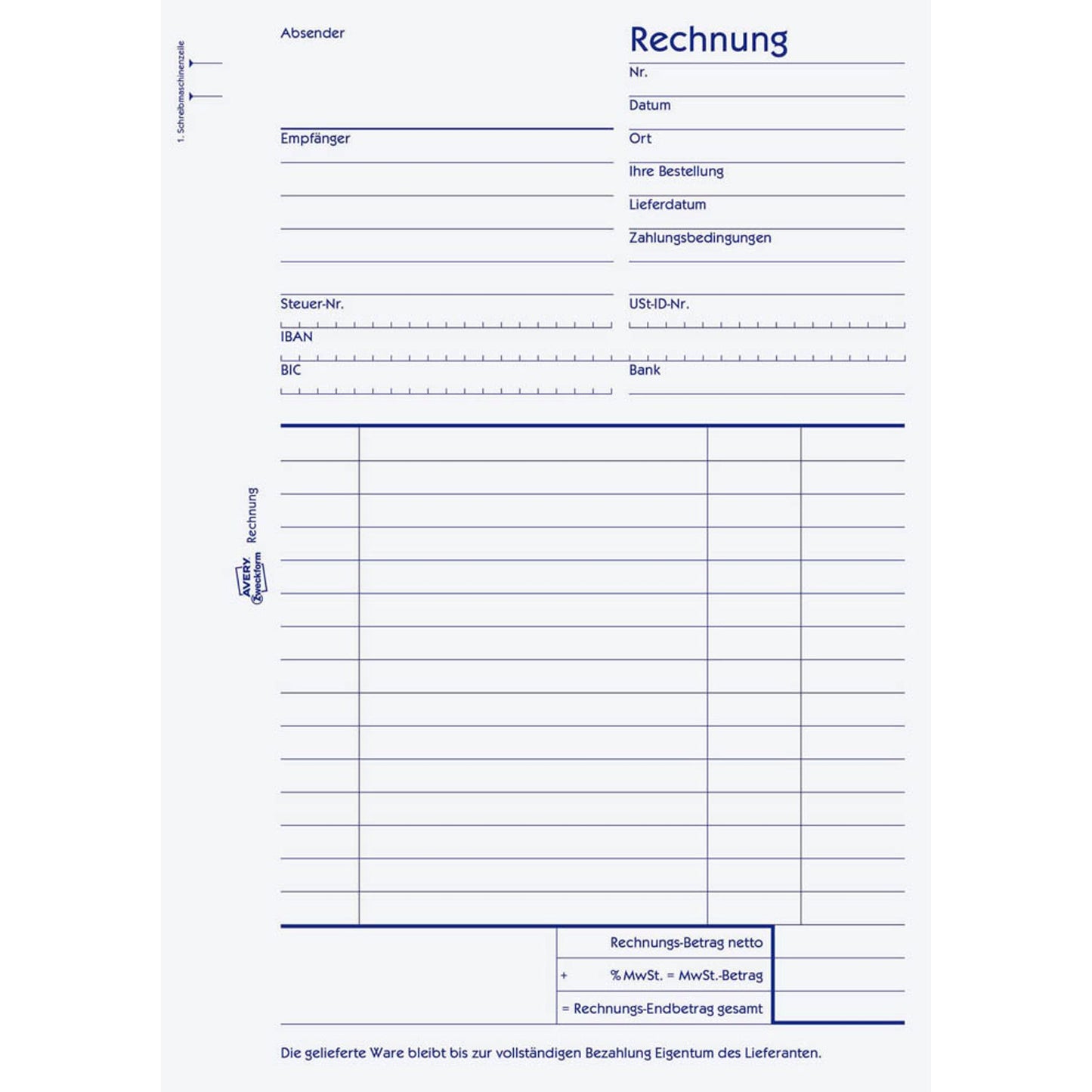 AVERY Zweckform Rechnung Formularbuch | 704