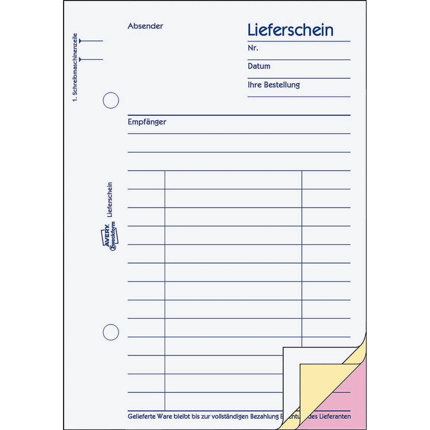 AVERY Zweckform Lieferschein mit Empfangsschein Formularbuch | 1723