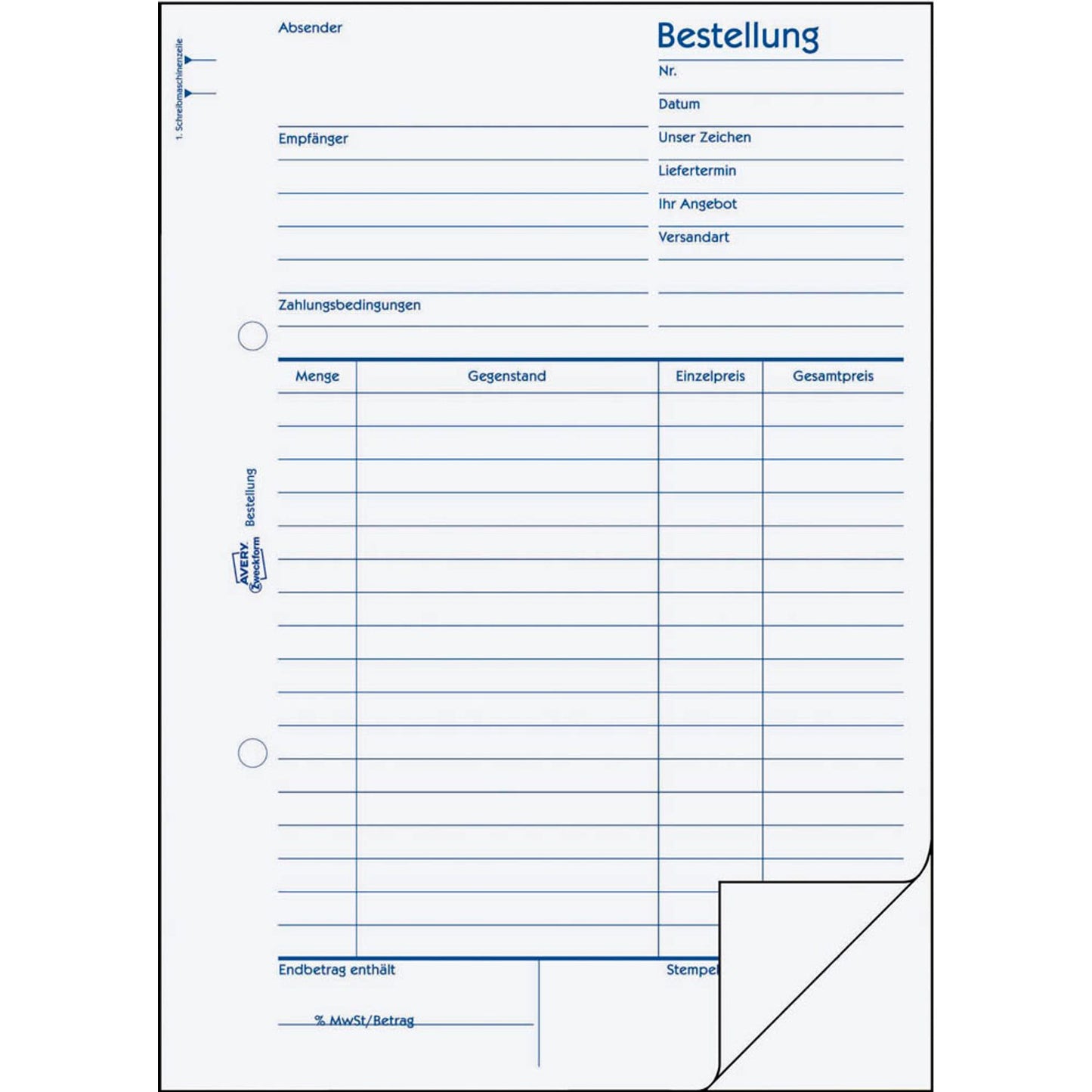AVERY Zweckform Bestellung Formularbuch | 1406
