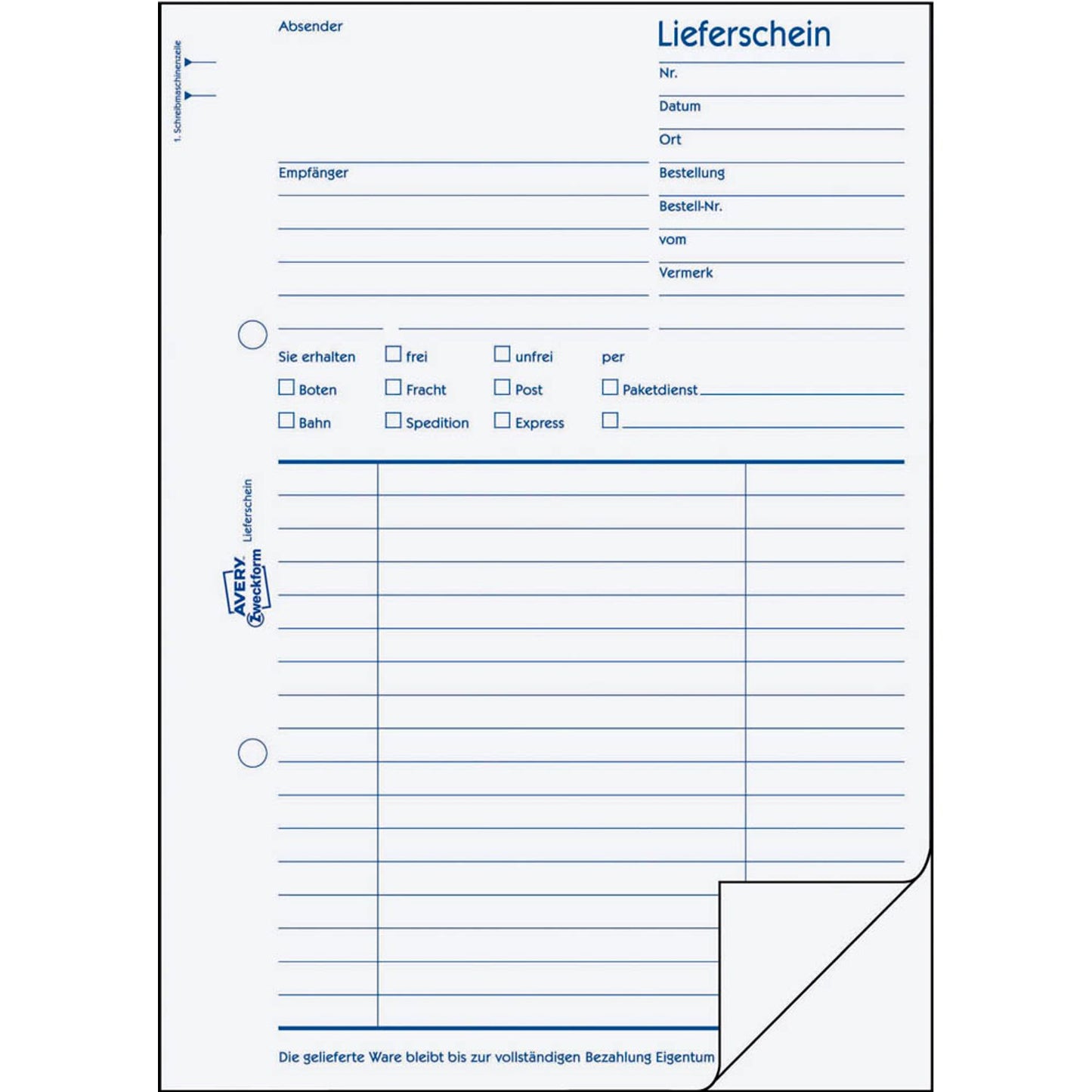 AVERY Zweckform Lieferschein Formularbuch | 723