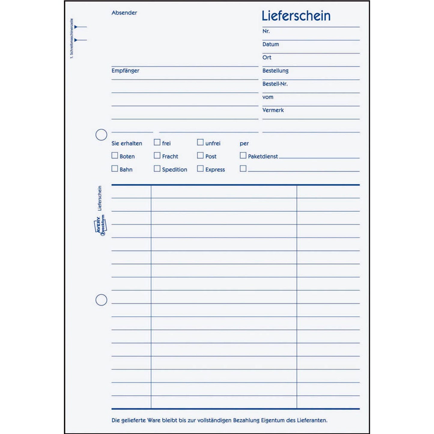 AVERY Zweckform Lieferschein Formularbuch | 1240