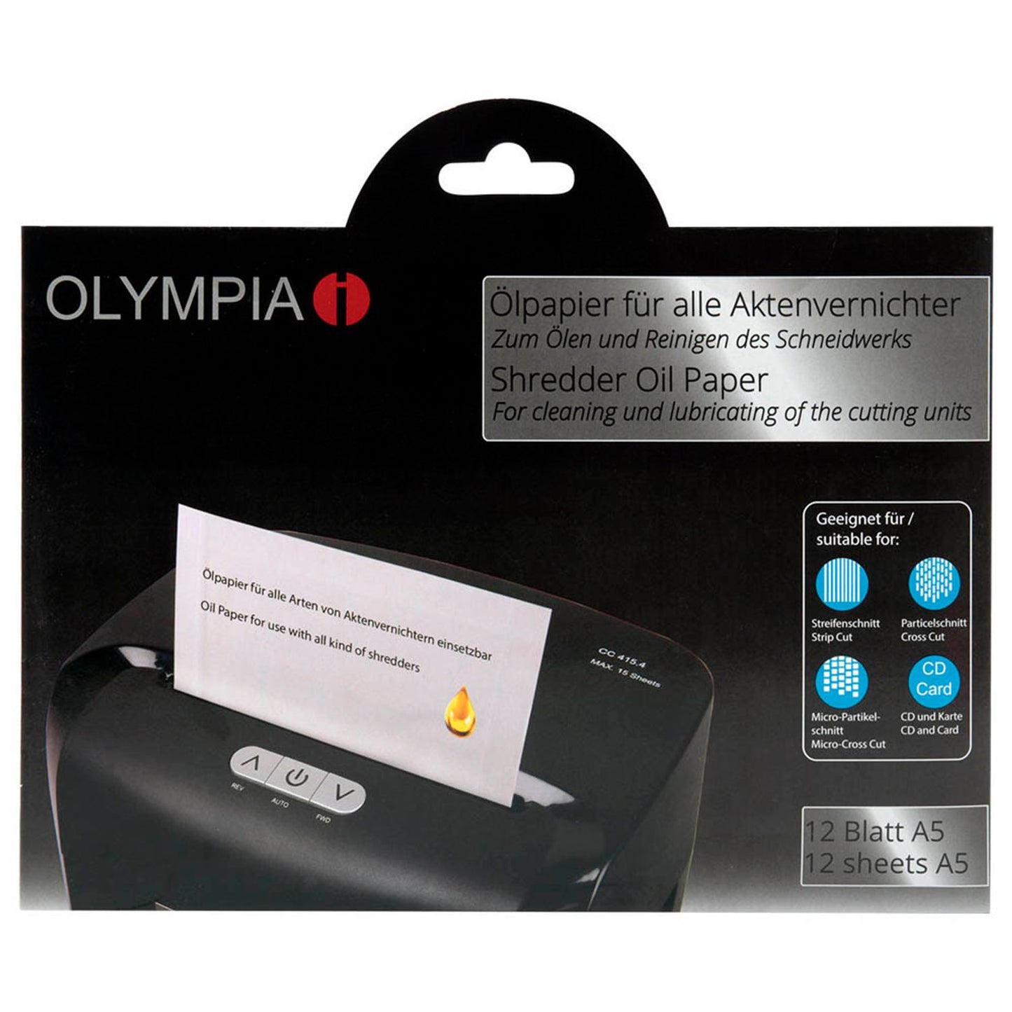 OLYMPIA Aktenvernichter-Ölblätter | 9130 | 1 Pack = 12 Blatt