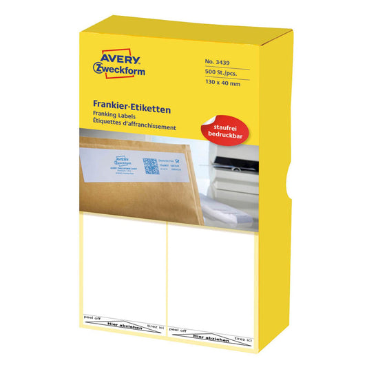 AVERY Zweckform Frankieretiketten weiß 130,0 x 40,0 mm | 3439 | 1 Pack = 500 Etiketten