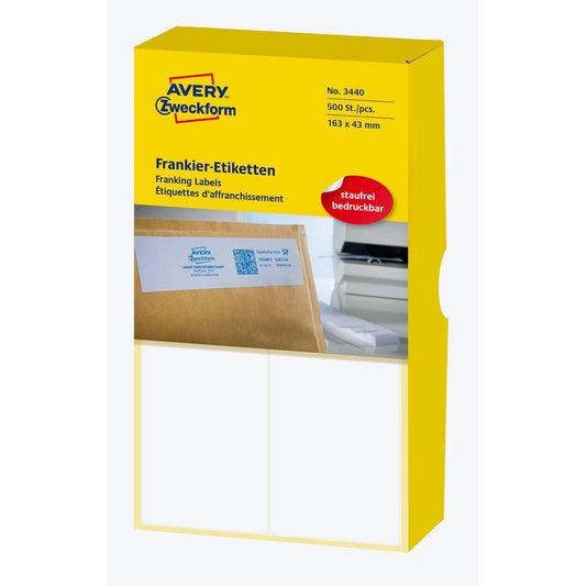 AVERY Zweckform Frankieretiketten weiß 163,0 x 43,0 mm | 3440 | 1 Pack = 500 Etiketten
