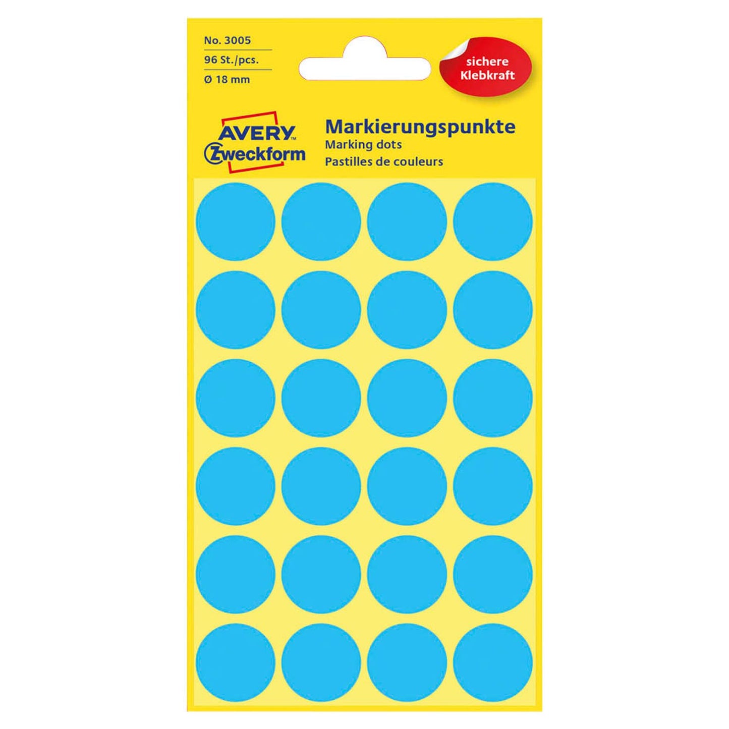 AVERY Zweckform Klebepunkte blau Ø 18,0 mm | 3005 | 1 Pack = 96 St.