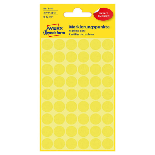 AVERY Zweckform Klebepunkte gelb Ø 12,0 mm | 3144 | 1 Pack = 270 St.