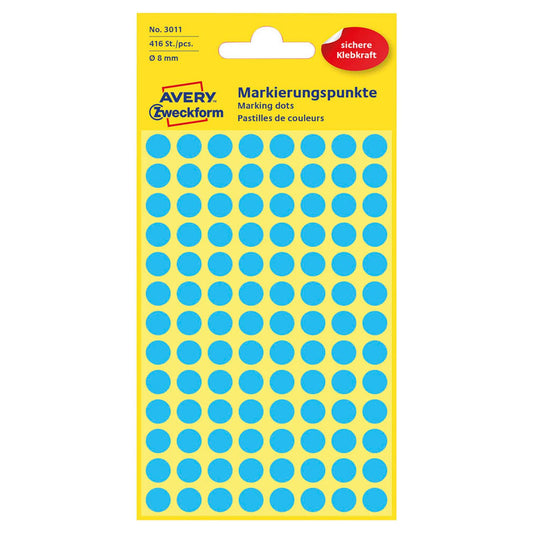 AVERY Zweckform Klebepunkte blau Ø 8,0 mm | 3011 | 1 Pack = 416 St.