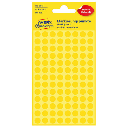 AVERY Zweckform Klebepunkte gelb Ø 8,0 mm | 3013 | 1 Pack = 416 St.